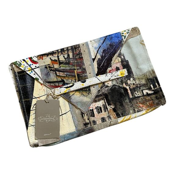 Anthropologie Painted Canvas Clutch Purse - Picture 1 of 16